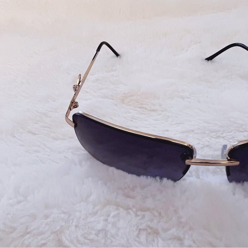 Delia Black Rimless Butterfly Accent Sunglasses - Picture 4 of 11